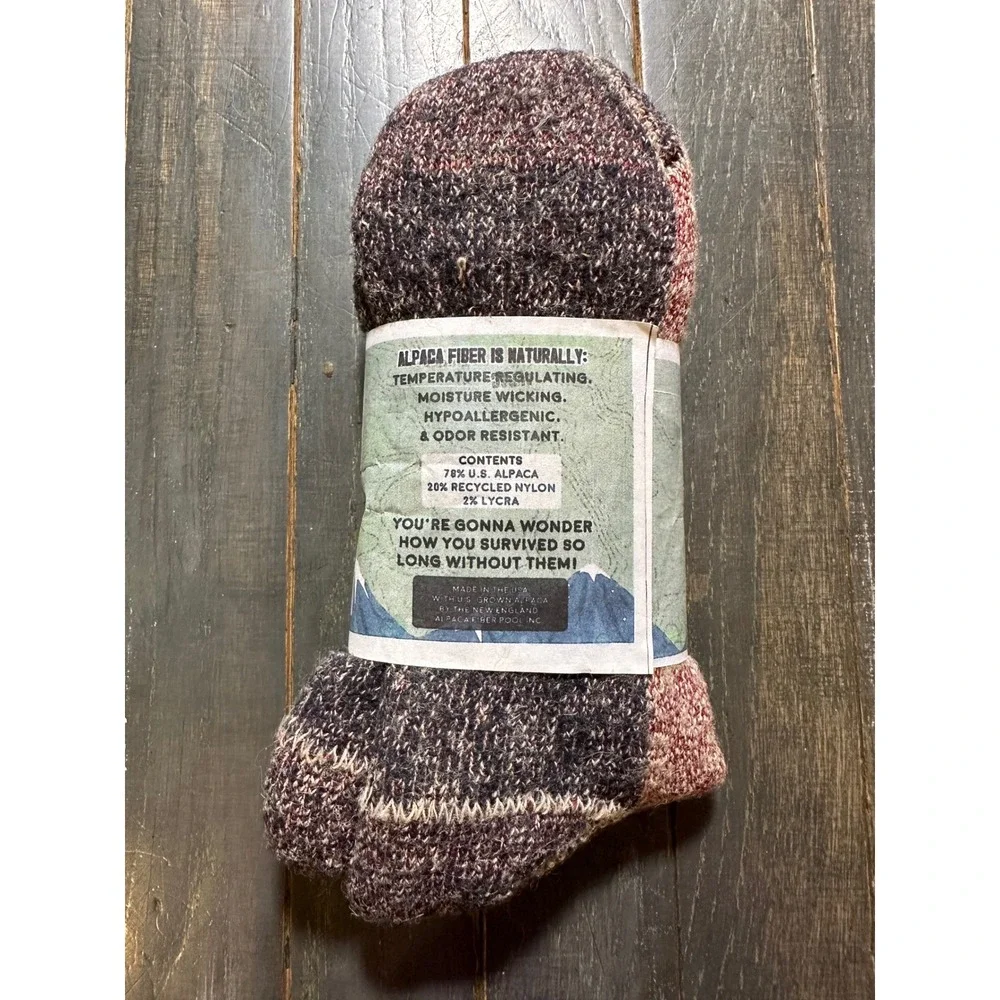 The Survival Sock Alpaca Fiber Midweight Full Cushion Crew Socks Red Grey